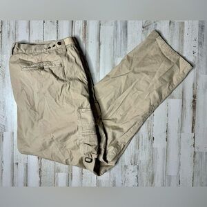 Orvis Pants 42 Men Beige Cargo Zip Front Adjustable Waist Straight Pockets